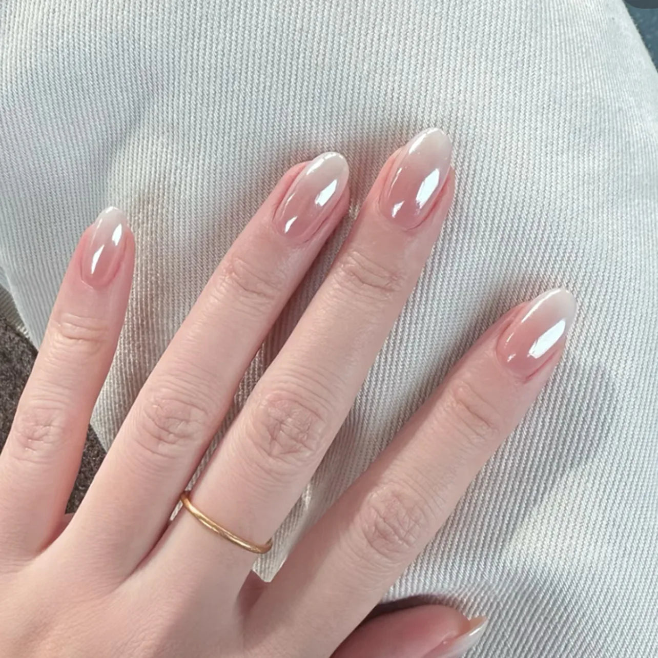 24pcs Pink Flower Almond Press on Nails