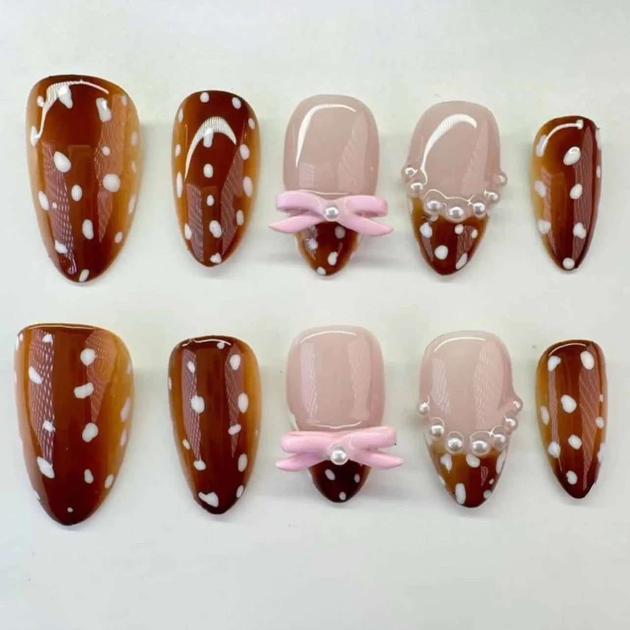 24pcs Pink Flower Almond Press on Nails