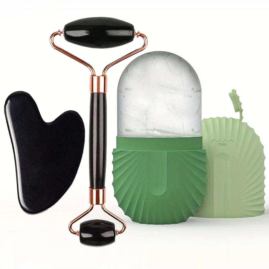 velvet Glow ice roller and gua Sha set