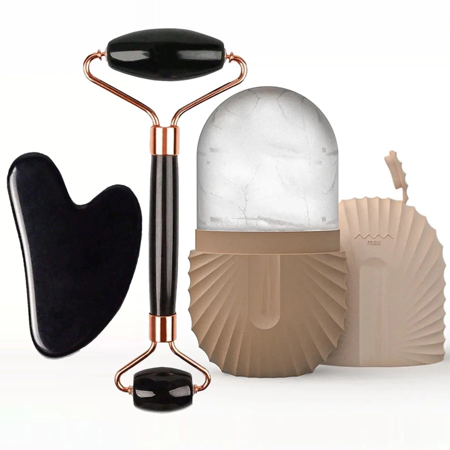 velvet Glow ice roller and gua Sha set
