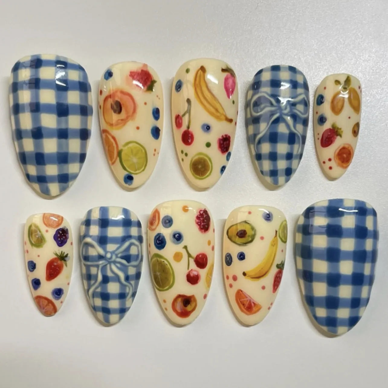 24pcs Pink Flower Almond Press on Nails